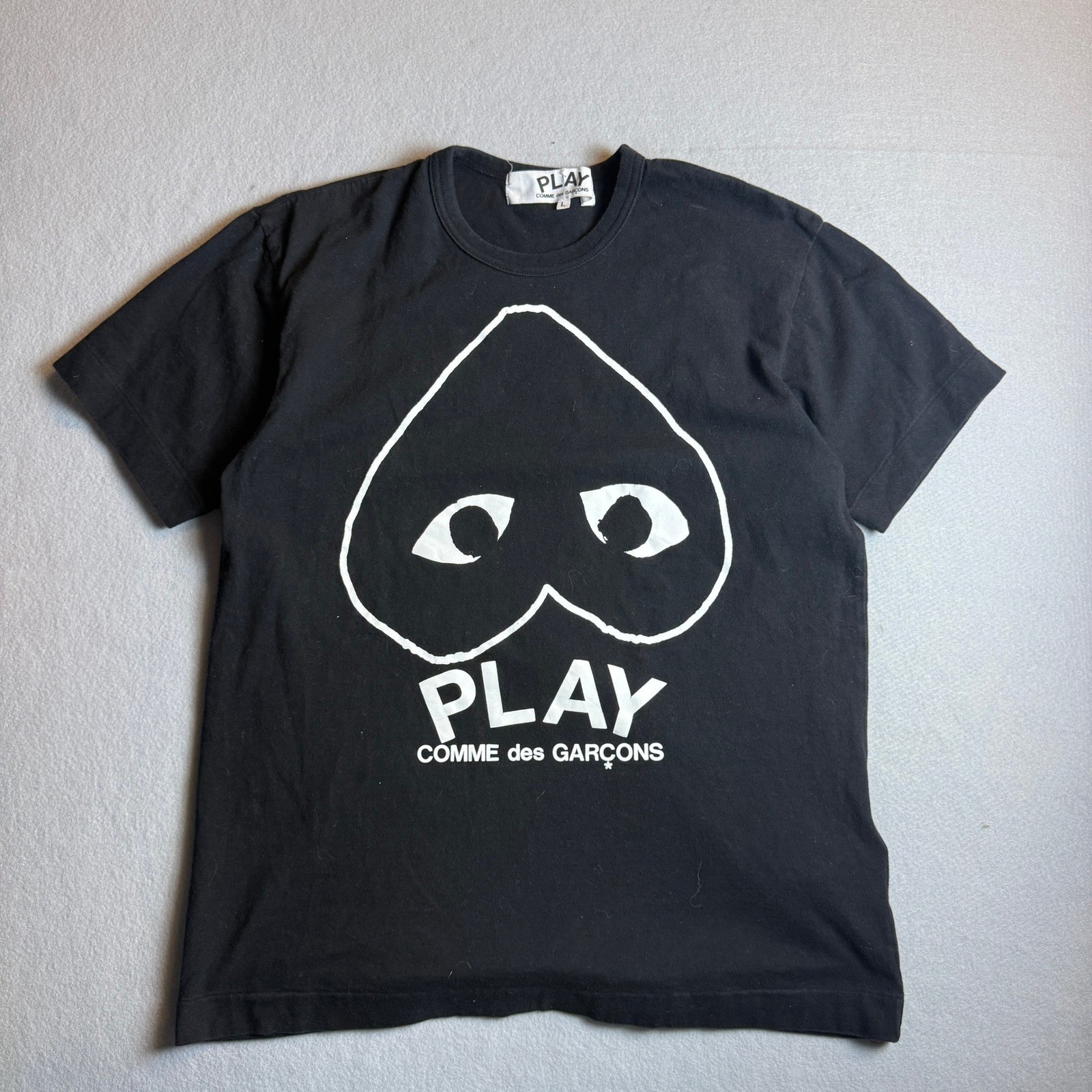 Comme des Garcons Play Mens Black Heart Logo Graphic T-Shirt Large CDG Tee