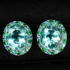 Gleaming Ocean Blue Aquamarine 7.95Ct 925 Sterling Silver White Gold Earrings