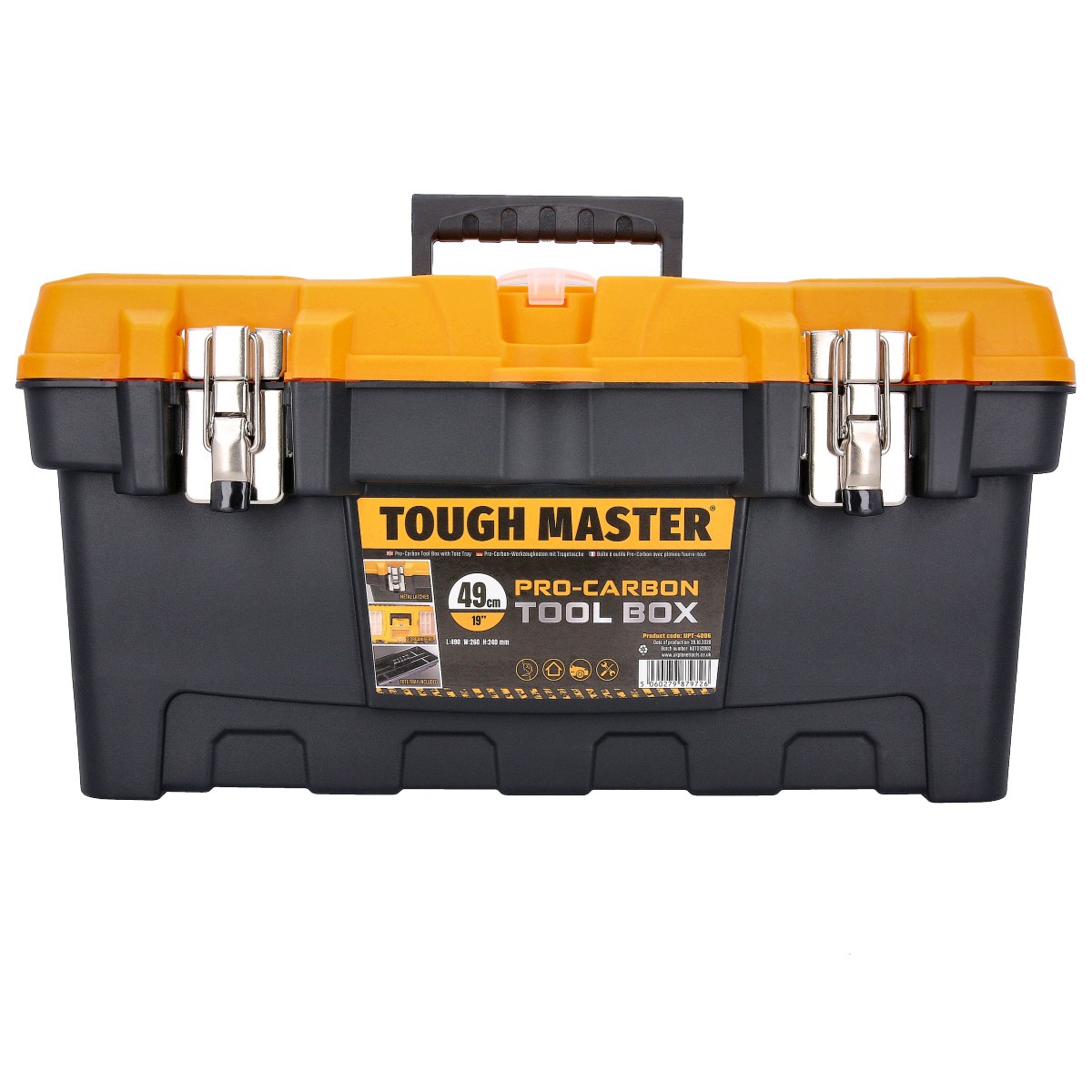 TOUGH MASTER Plastic Tool Box Heavy Duty 19 Inch with Tote Tray Pack of 2 - Image 3