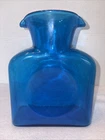 Blenko Glass Company, Double Spout Water Bottle, Pitcher, Vibrant, Blue Vintage