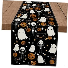  Halloween Table Runner Black Cat Pumpkins Seasonal Kitchen Dining Table Home 