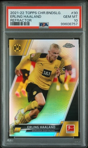 2021 Topps Chrome Bundesliga Erling Haaland #30 Refractor PSA 10