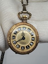 Arnex Pocket Watch France Made 17 Jewel Pendant 30mm Works Gold Dial