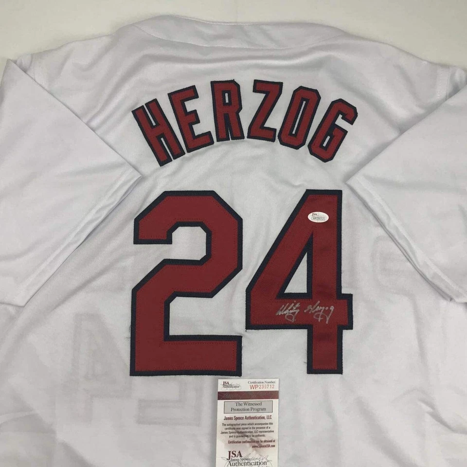 Autographed/Signed WHITEY HERZOG St. Louis White Baseball Jersey JSA COA Auto - Image 2 of 4