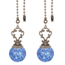 Ceiling Fan Pull Chain, 2Pcs 12" Ball Pendant Chain Extender, Blue