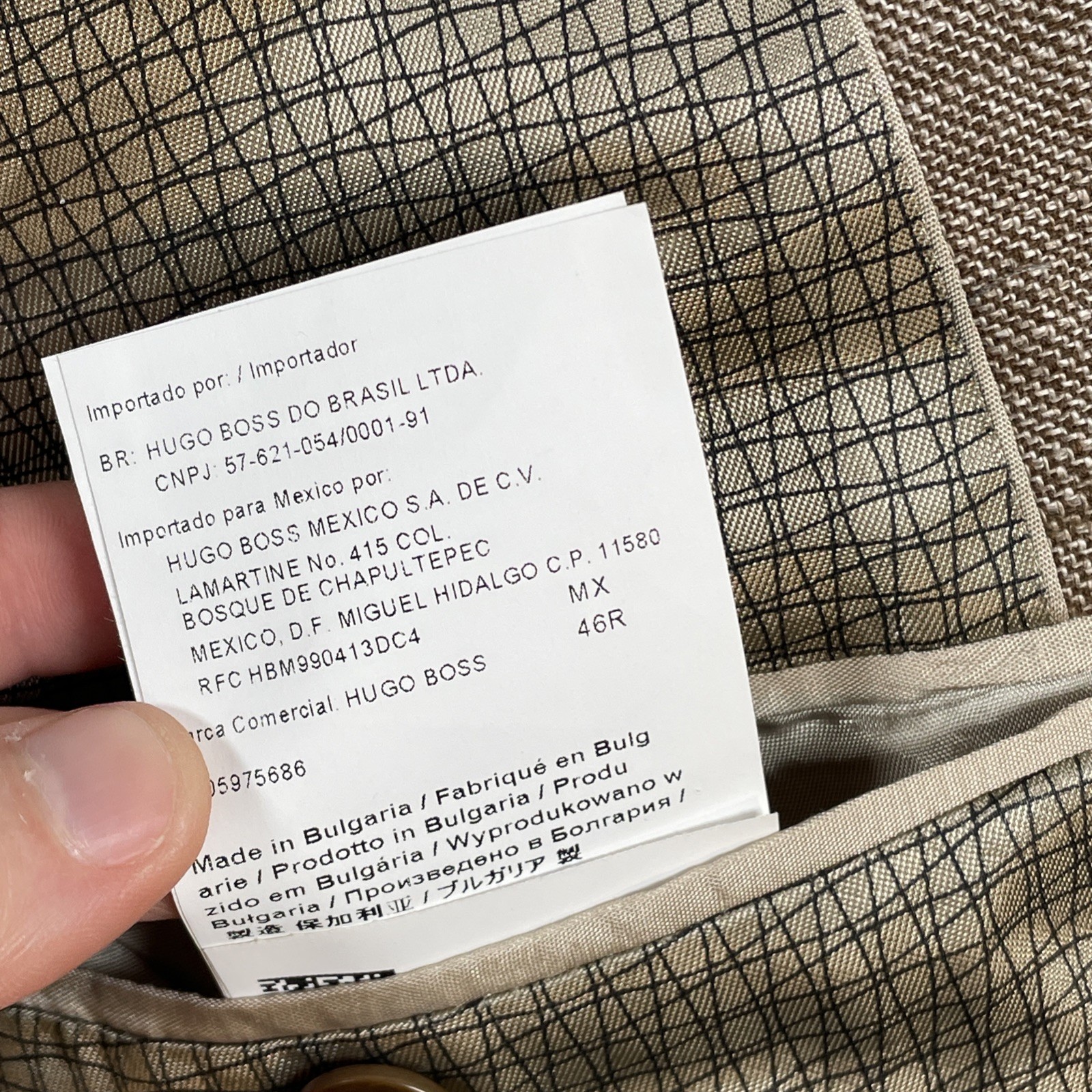 Hugo Boss "THE KEYS12” Mens 56 Tan Check Jacket Sport Coat Blazer Wool/Linen thumbnail 5