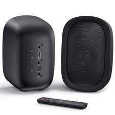  Powered Bluetooth Bookshelf Speakers for Record Player, 40W Stereo Sound 