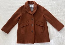 Zara Wool Blend Pea Coat Girls Size 13-14 Kids Youth Burnt Orange Button Up