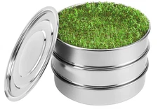 NEW - 2 Tier Stackable Stainless Steel Seed Sprouter with Mesh Trays, Base & Lid
