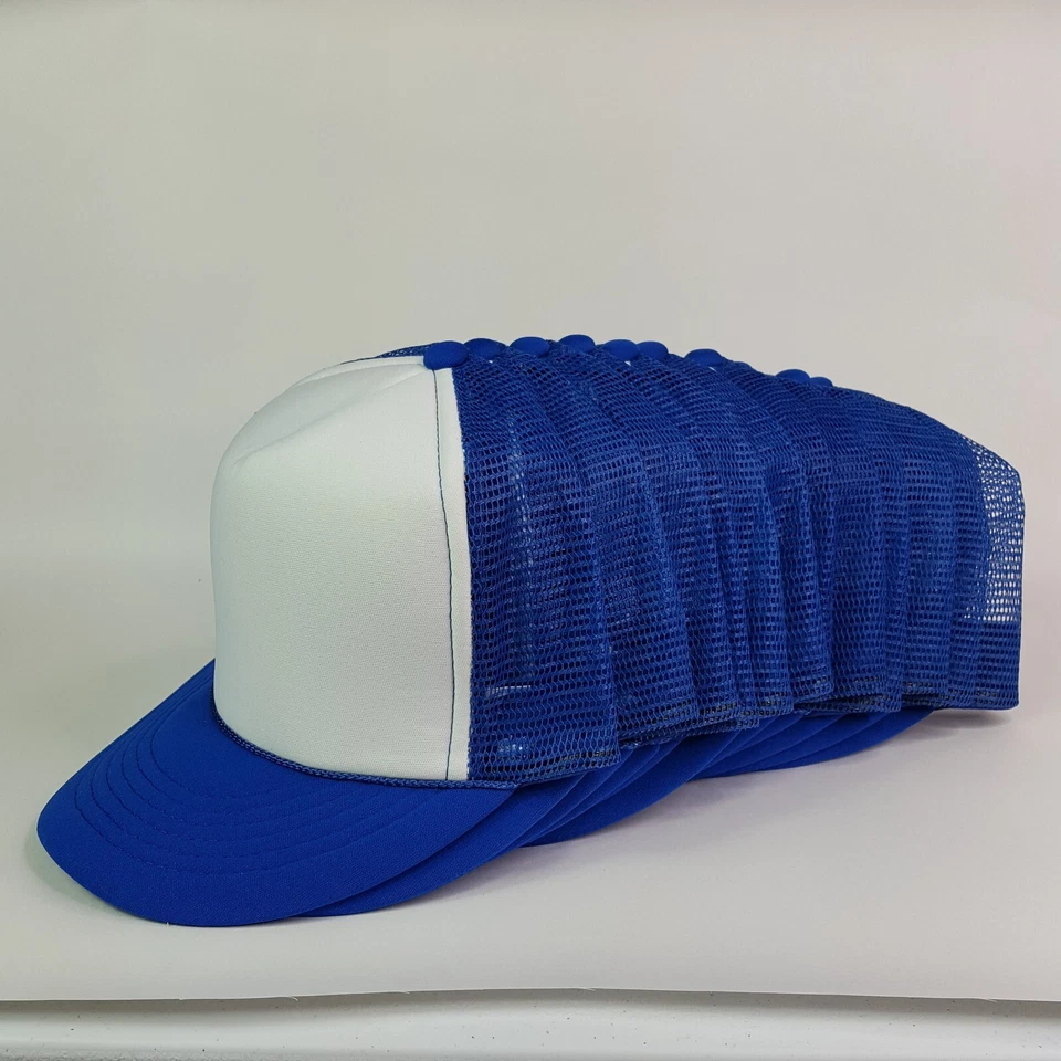 De Colección Lote De 12 Sombreros de Camionero de Malla de Espuma Azul Gorra Ajustable Retro Años 80 Foto 3 de 4