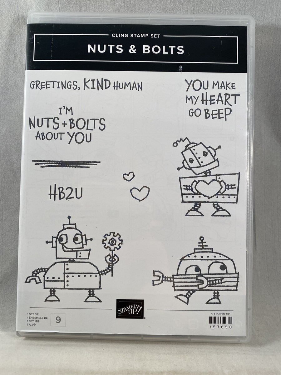 NUTS & BOLTS Stamp Set Stampin Up Robot Birthday Love Heart