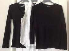 3  tops, size 12 & 10/12, 2 black, 1 white, 1 New