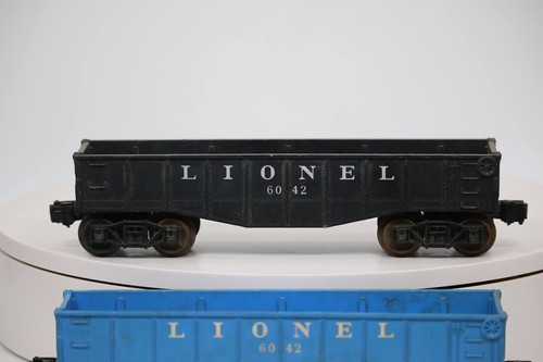 LIONEL 6042 GONDOLA Blue CAR VINTAGE POST WAR TRAIN Lot of 2 - Picture 6 of 8