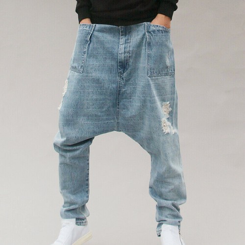 Men's Harem Jeans Denim Pants Trousers 