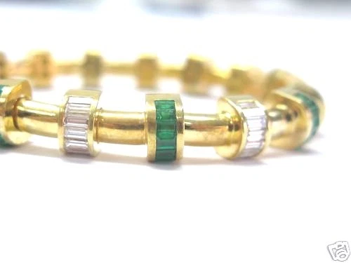 Charles Krypell Diamond Emerald 18KT Bracelet Yellow Gold — 第 2/4 张图片