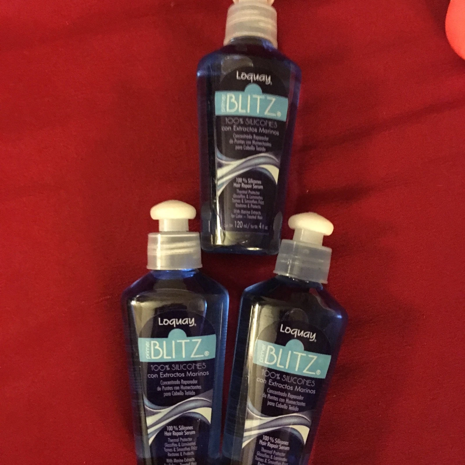 (3)Primer LOQUAY BLITZ 100% Silicones Hair Repair Serum Para CabelloTenido 4 Oz