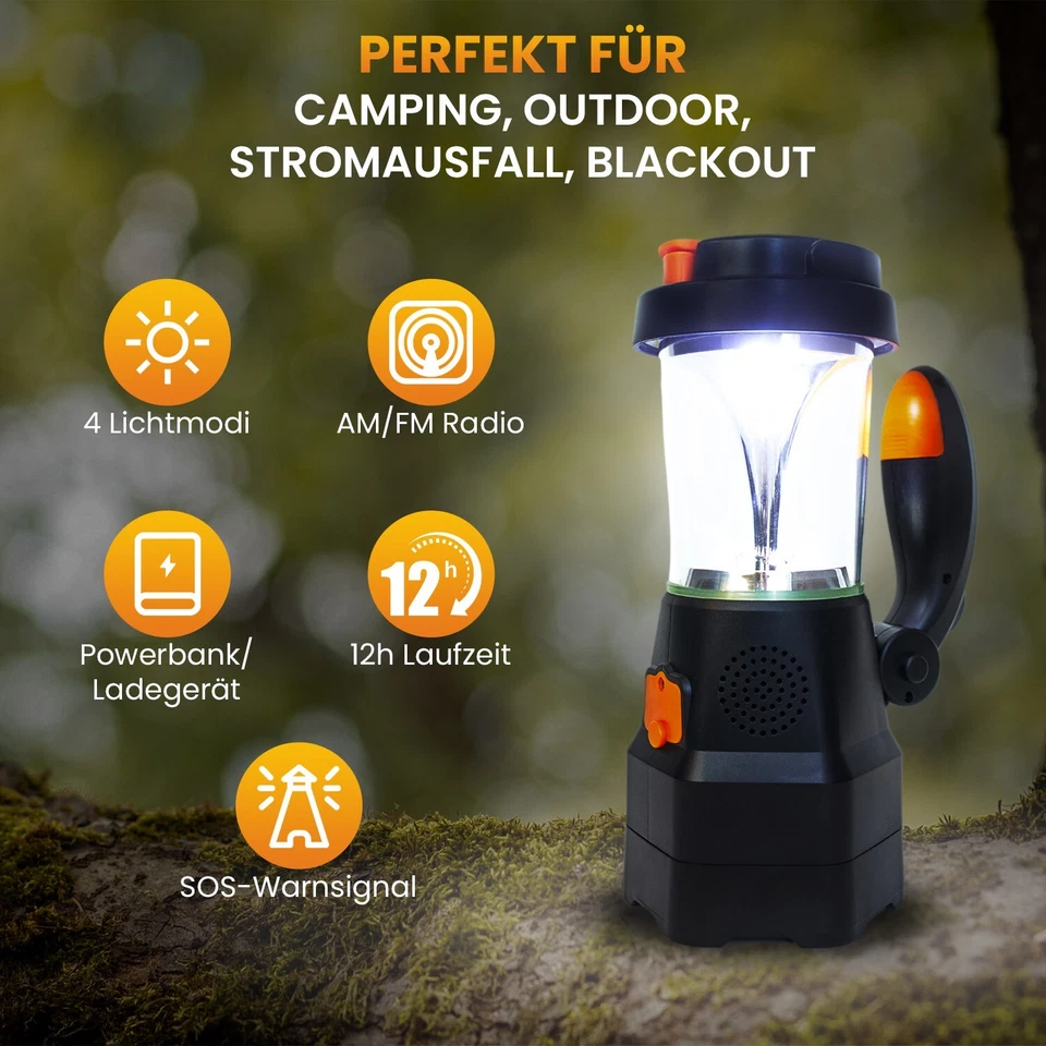 4in1 LED Lantern Rechargeable, Includes Crank Dynamo, Emergency Radio, Power Bank - Image 2 of 4