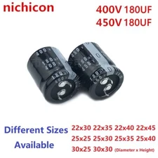 2Pcs Nichicon 180uF 450V / 180uF 400V 450V180uF/ 400V180uF Snap-in PSU capacitor