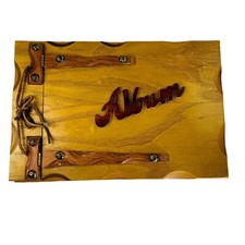 Vintage Hand Carved Wood Photo Album Cover Front Cover Hinged 8 x 12 u
