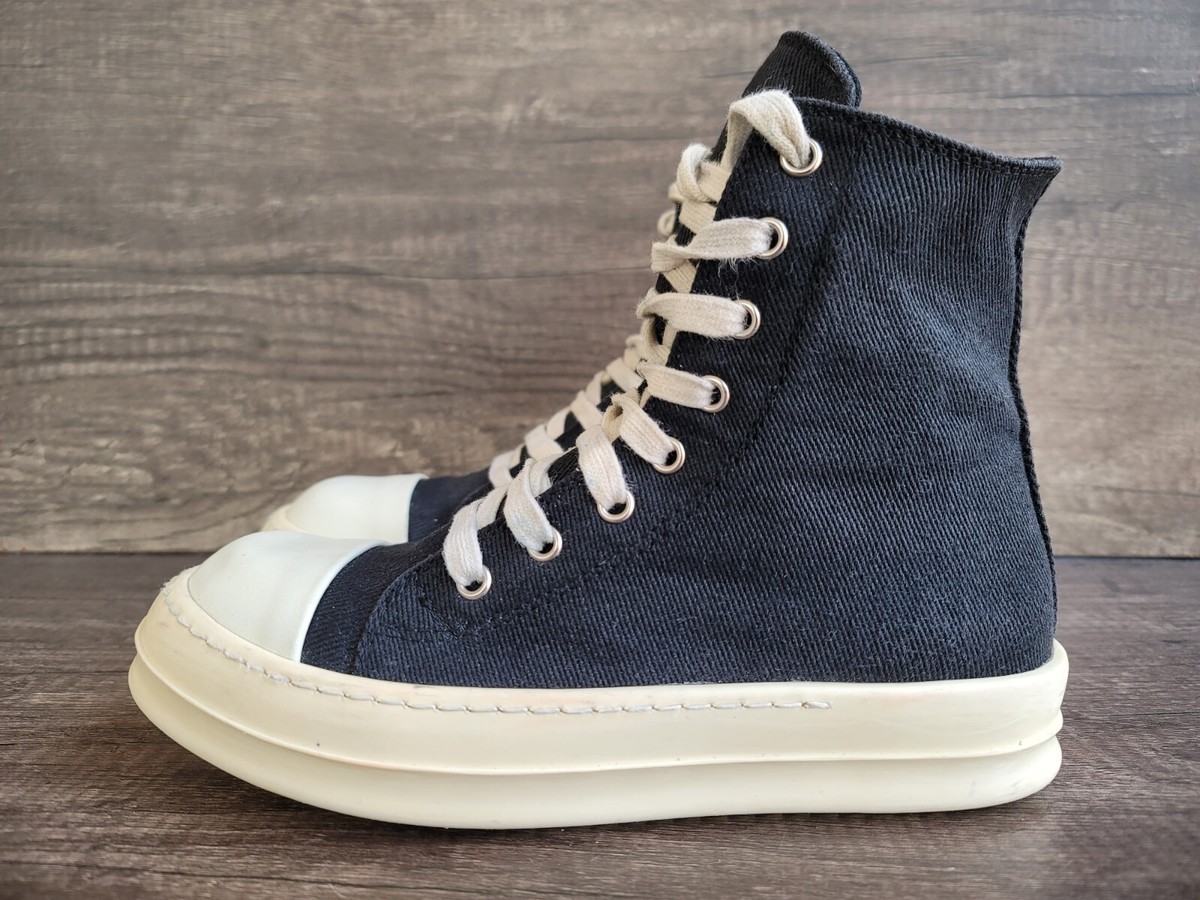 Rick Owens Women's Drkshdw Ramones Hi Top Zipper Black shoes Rick Owens Women's Drkshdw Ramones Hi Top Zipper Black shoes