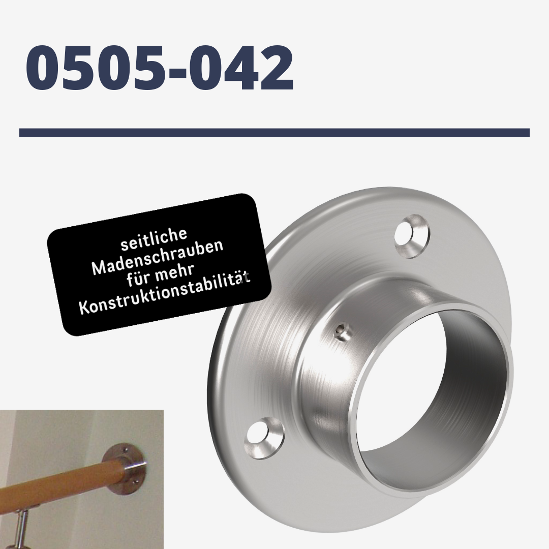 ACCIAIO INOX 42,4 Flangia Raccordo Attacco Da Parete Corrimano