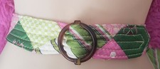 J. Crew Silk Patchwork Belt Green/Yellow/Pink S/M