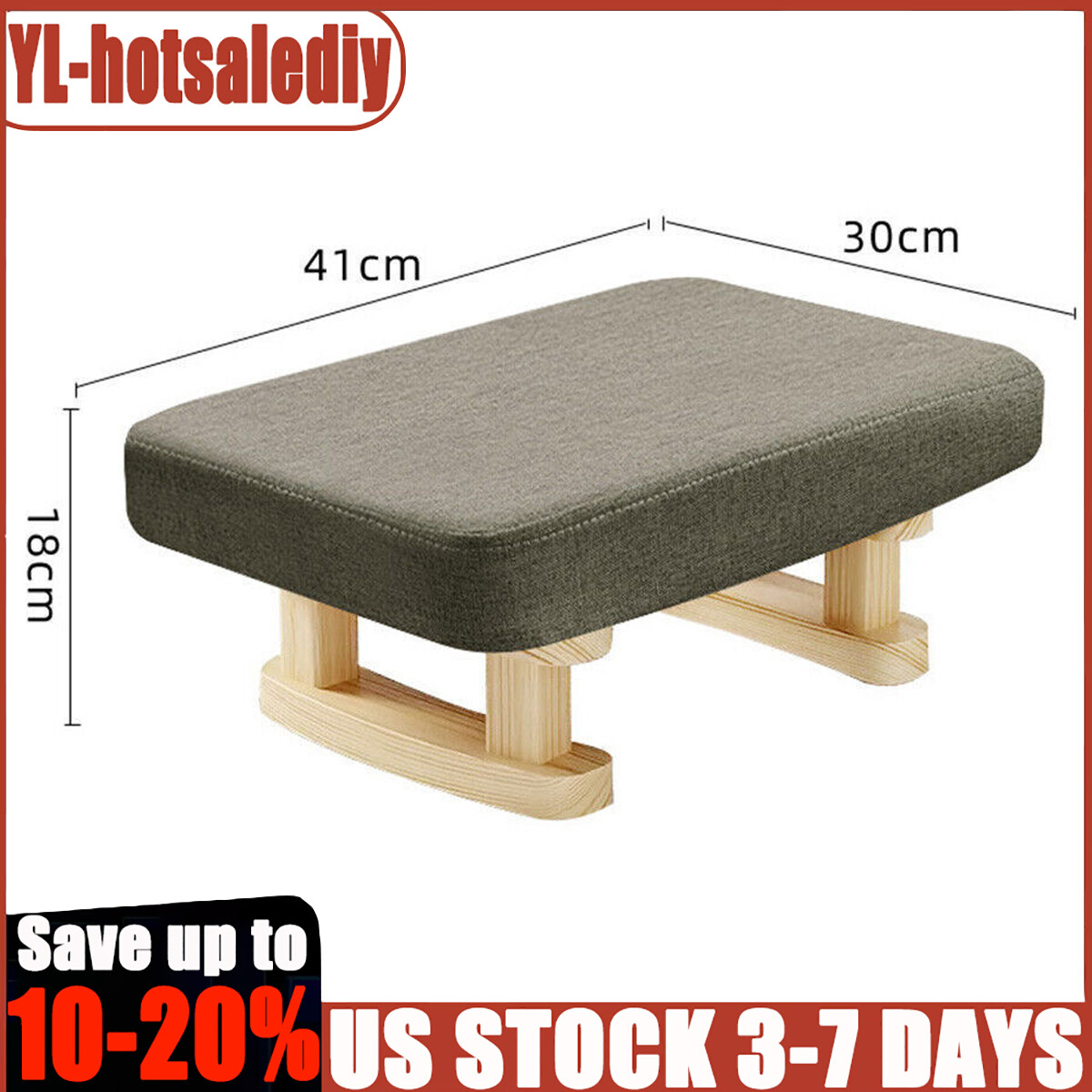 Wooden Coffee Footstool Low Stool Upholstered Lounge Seat Footrest