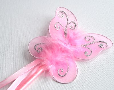 NEU Rosa Glitzer Fee Zauberstab Schmetterling Kinder Party Kostüm Henne Do Pixie