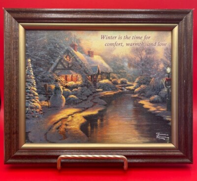 Thomas Kinkade Seasons of Home ''Winter Warmth''  8x11 inch framed canvas print