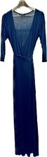 Lulu's Lulus Navy Blue Light Jersey Wrap Maxi 1/2 Sleeve Dress Womens Sz Medium