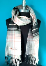 New Womens Winter 100% CASHMERE Scarf Plaid Black/Pink/Gray/Cream Soft#N101
