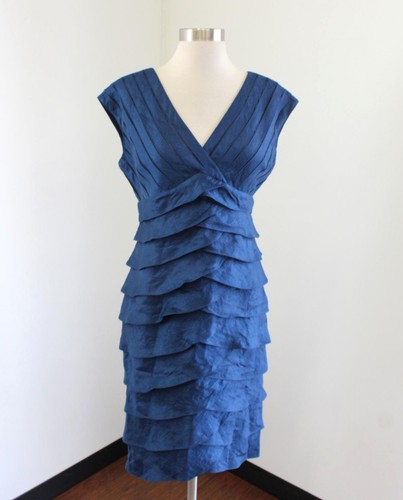 Adrianna Papell Blue Ruffle Tiered 