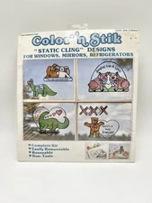 Vintage Color ‘n Stik Hugs & Kisses 22108 Static Cling Design SEALED