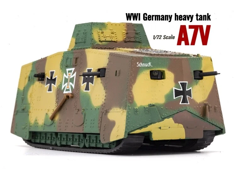 1/72 WWI German A7V Heavy Tank Tri Color Camouflage 3D Diecast Model New - Image 3 of 4