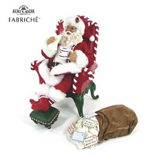 Kurt Adler MUSICAL ARMCHAIR SANTA 10" Fabriche Mail Bag Letters Cocoa C2520 MIB