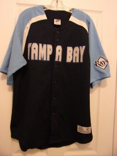Unisex Dynasty® Tampa Bay RAYS Button Down Jersey Patches Size Large (42-44)