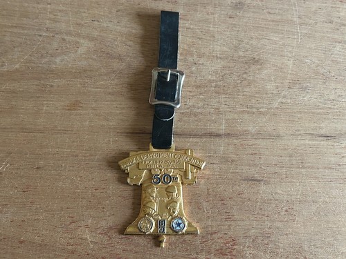 Philadelphia Watch FOB American Legion Aux WW1 WW2 Korea Vietnam Leather Strap - Picture 17 of 22