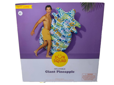 Sun Squad Inflatable Giant Pineapple Pool Floaty 6ft Long Summer - Brand New