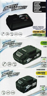 ACTIV ENERGY 40 V und 20 V Li-Ion Akku oder Akku Ladegerät zur Auswahl