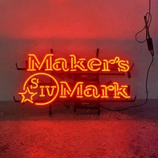 24" Maker's Whiskey Red Neon Sign Personalised Bar Man Cave Window Glass Custom