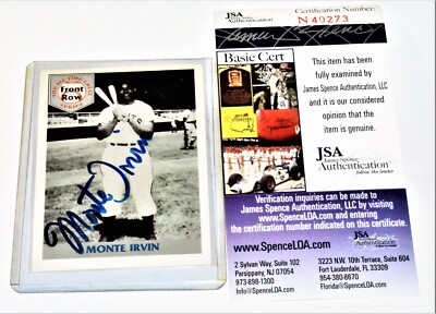 Monte Irvin Signed & Authenticated JSA COA 1992 Front Row #2 High Grade Cond.