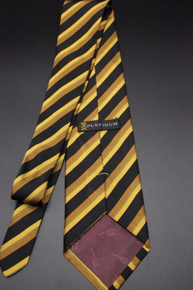 XMI Platinum Silk Tie. Brown with Black Stripes. - Image 3 of 4