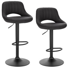 2x Barhocker Barstuhl höhenverstellbar aus Kunstleder Anthrazit BH276an-2