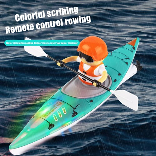 RC Kids Boat Toy, LED Paddle Waterproof 2.4GHz RC Kayak Boat Pool Bath