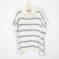 Loft Striped Cowl Neck Oversized Sweater Poncho Womens Size XS/S Quiet Luxury
