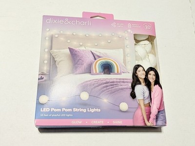 Dixie & Charli LED Pom Pom String Lights 10ft 30 LED Battery Fairy Room Decor