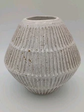 Threshold Studio Mcgee Large Carved Cream Vase 8.75" x 9" RARE OOP