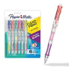 Paper Mate Clearpoint Mechanical Pencil, 6 Count Pack of 1 , Multicolor