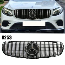 Black Front Bumper w/Star Fits 2015-19 X253 Mercedes Benz GLC300 GLC350 Grille