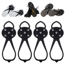 2 Pair Universal Non-Slip Gripper Spikes Ice Shoe Spikes for Hiking Skiing